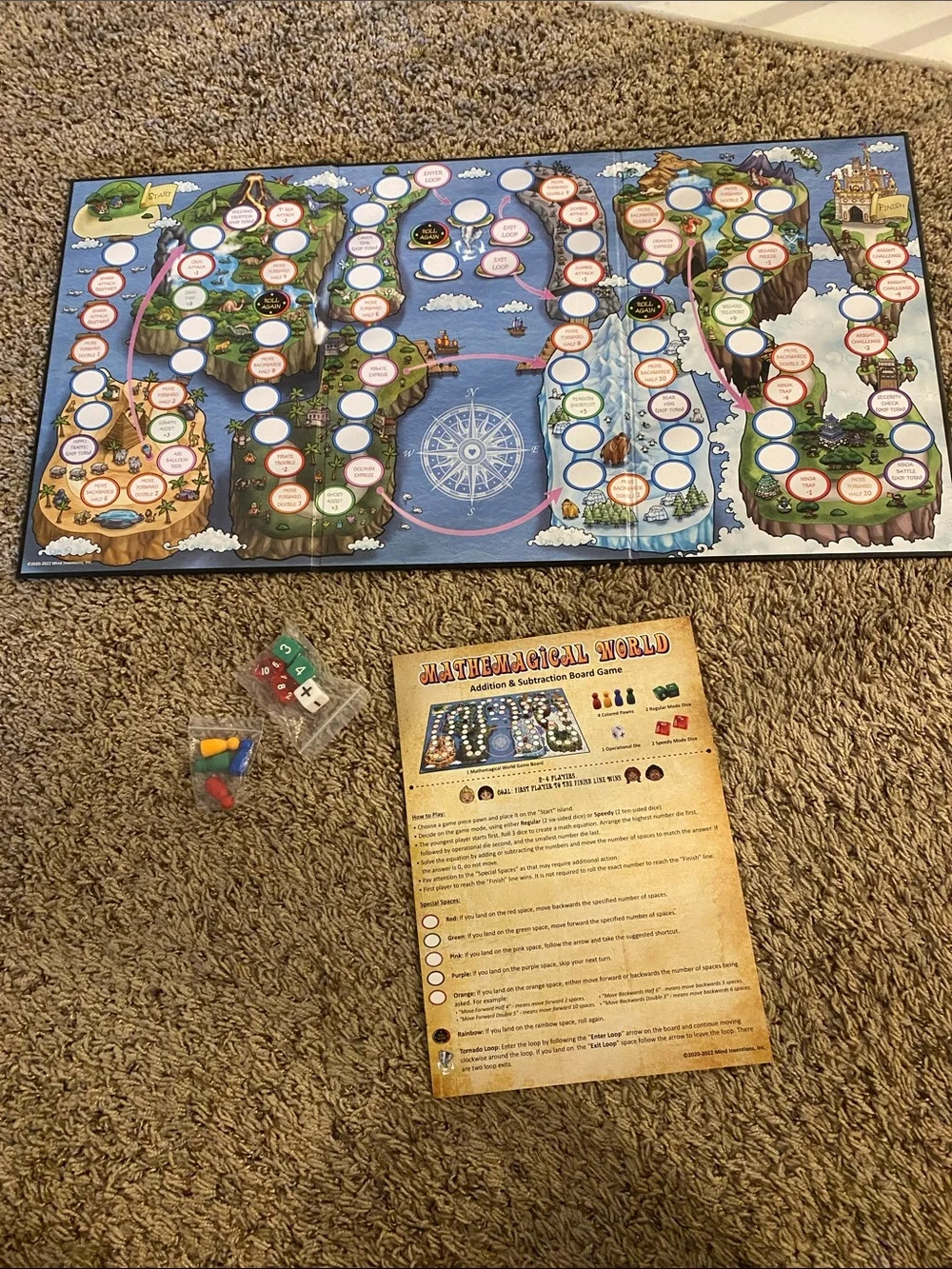 Mathemagical World Addition & Subtraction Board Game - Colorful Illustrated Box